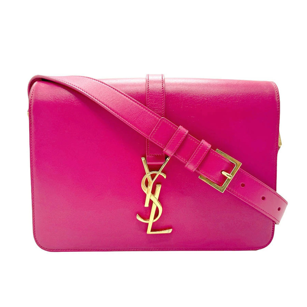 Saint Laurent Shoulder Bag Leather Magenta Pink Gold